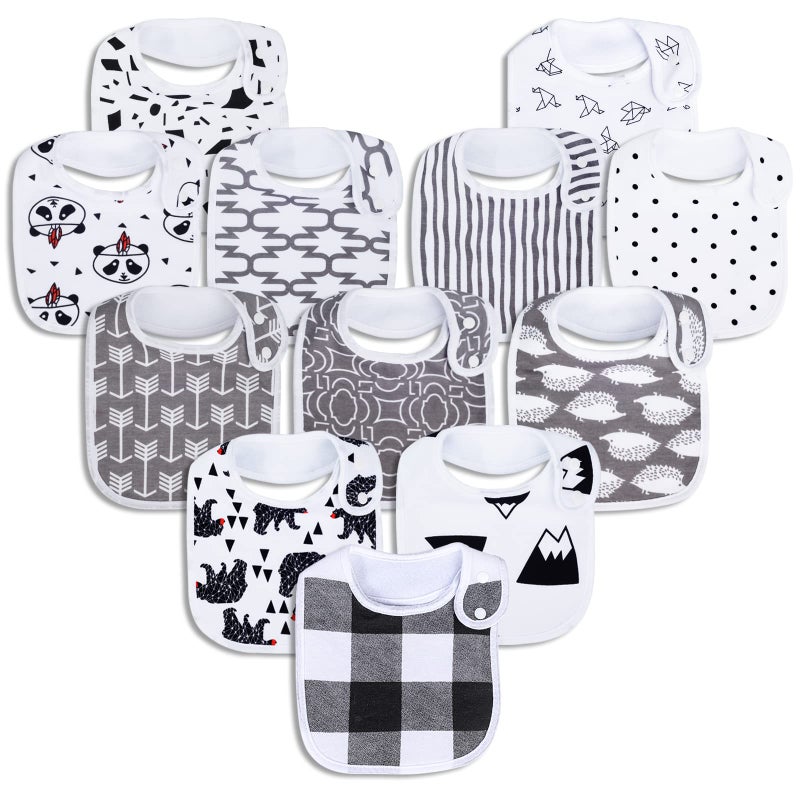 Benoxine Baby Bandana Drool Bibs Soft and Absorbent 100% Organic Cotton Bandana Bibs Set for Boys Girls Newborn Unisex Plain Colors 3-36 Months 12 Pcs - Image 1